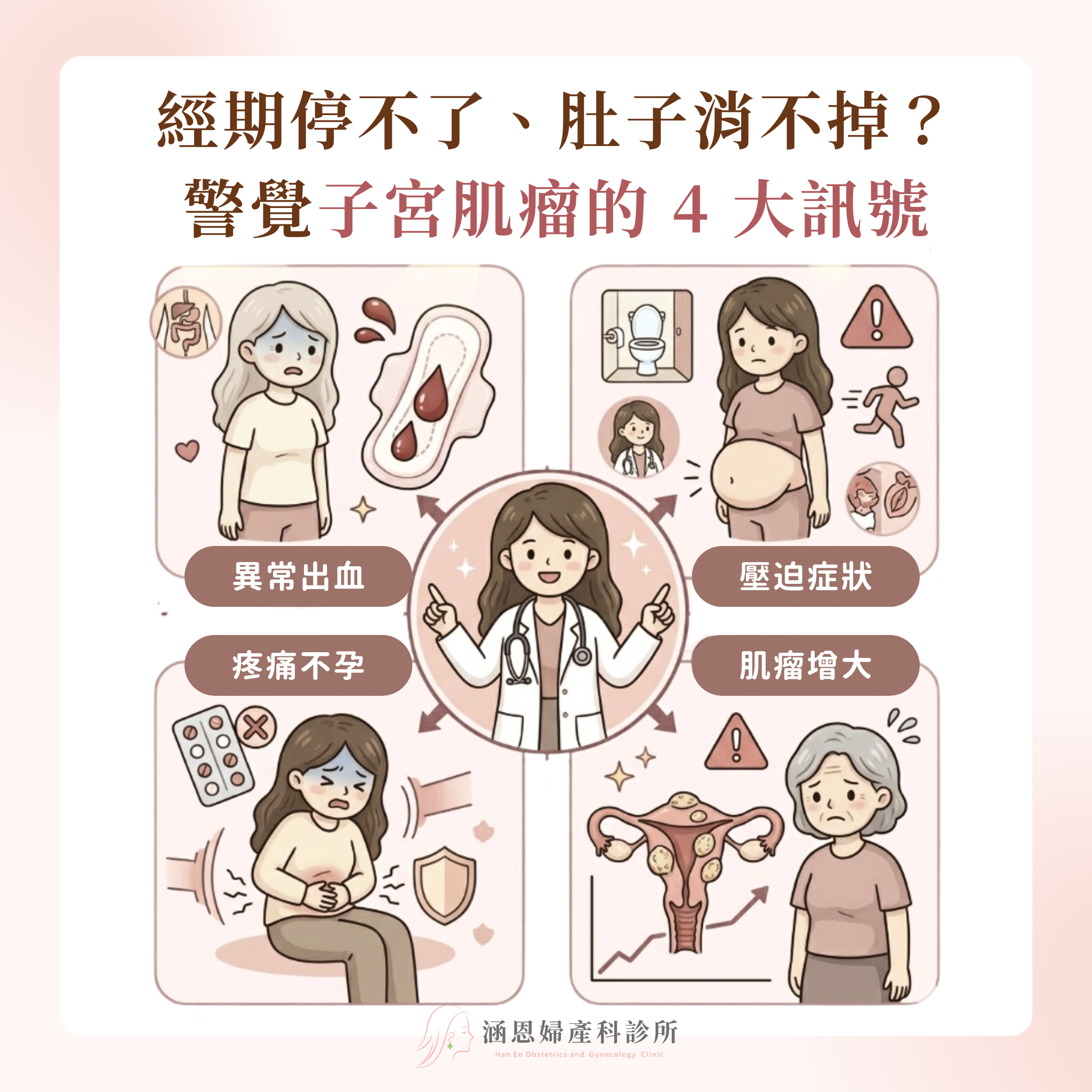 子宮肌瘤四大警訊異常子宮出血血塊頻尿便秘與不孕骨盆腔疼痛