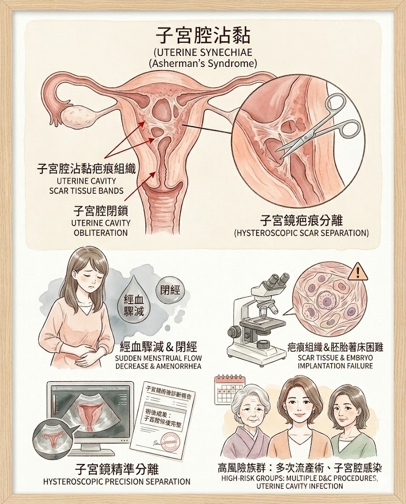 子宮腔沾黏示意
